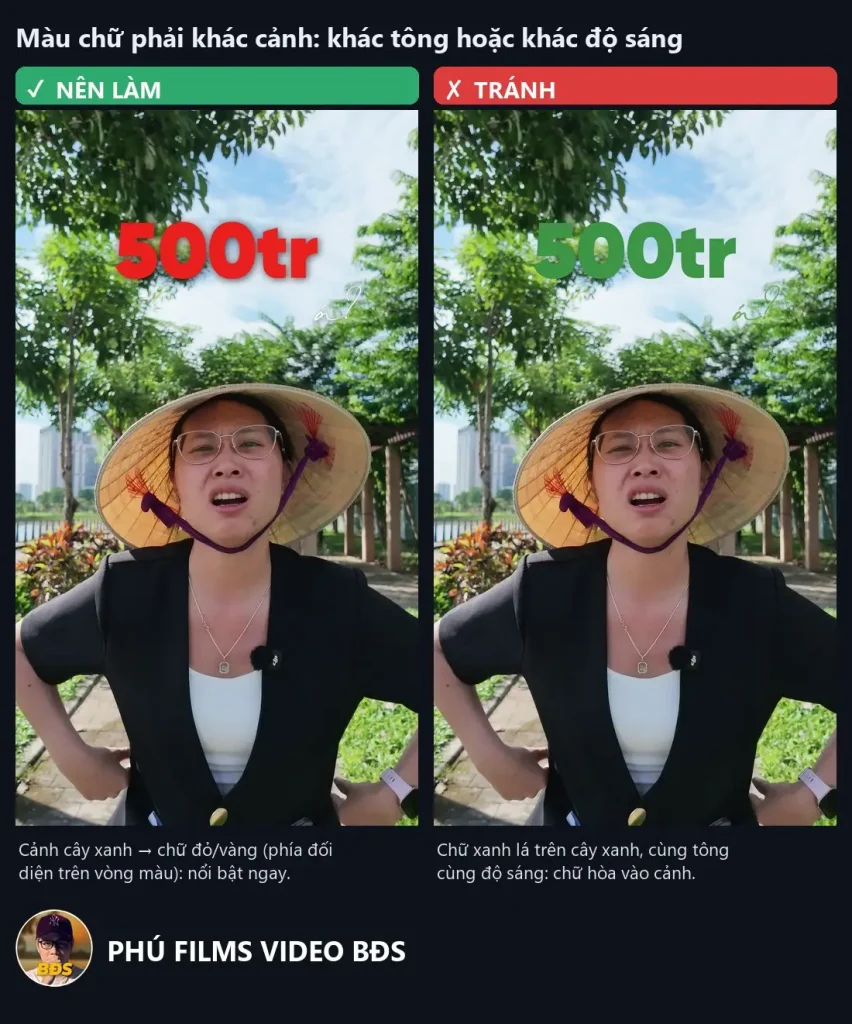 Quy tắc đặt text 1. Màu chữ phải khác cảnh